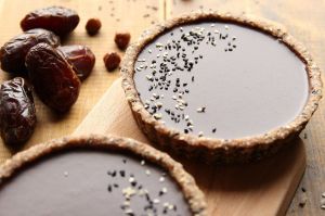 tahini infused chocolate black sesame tarts