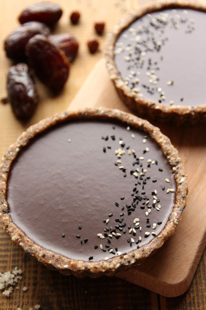 tahini infused chocolate black sesame tarts