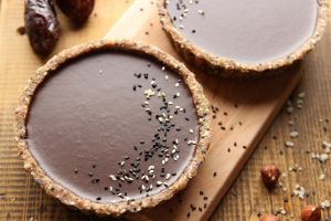 tahini infused chocolate black sesame tarts